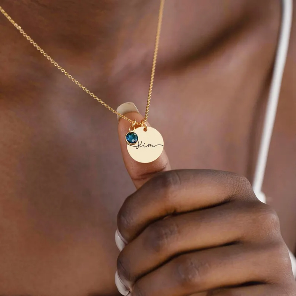 Birth Flower Necklace - Spersonalizowany naszyjnik z imieniem, minimalistyczna zawieszka