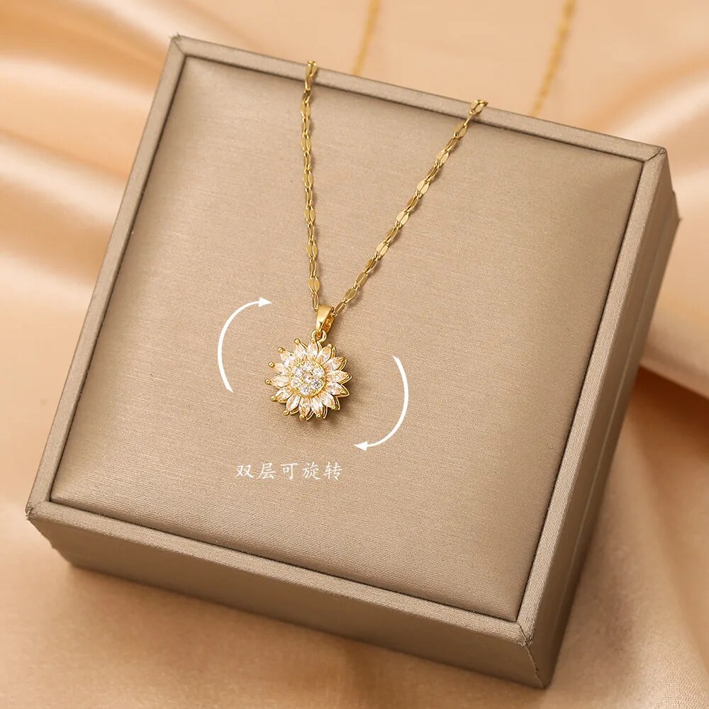 Modny obrót Spin słonecznik cy – Birth Flower Necklace recenzja i cena